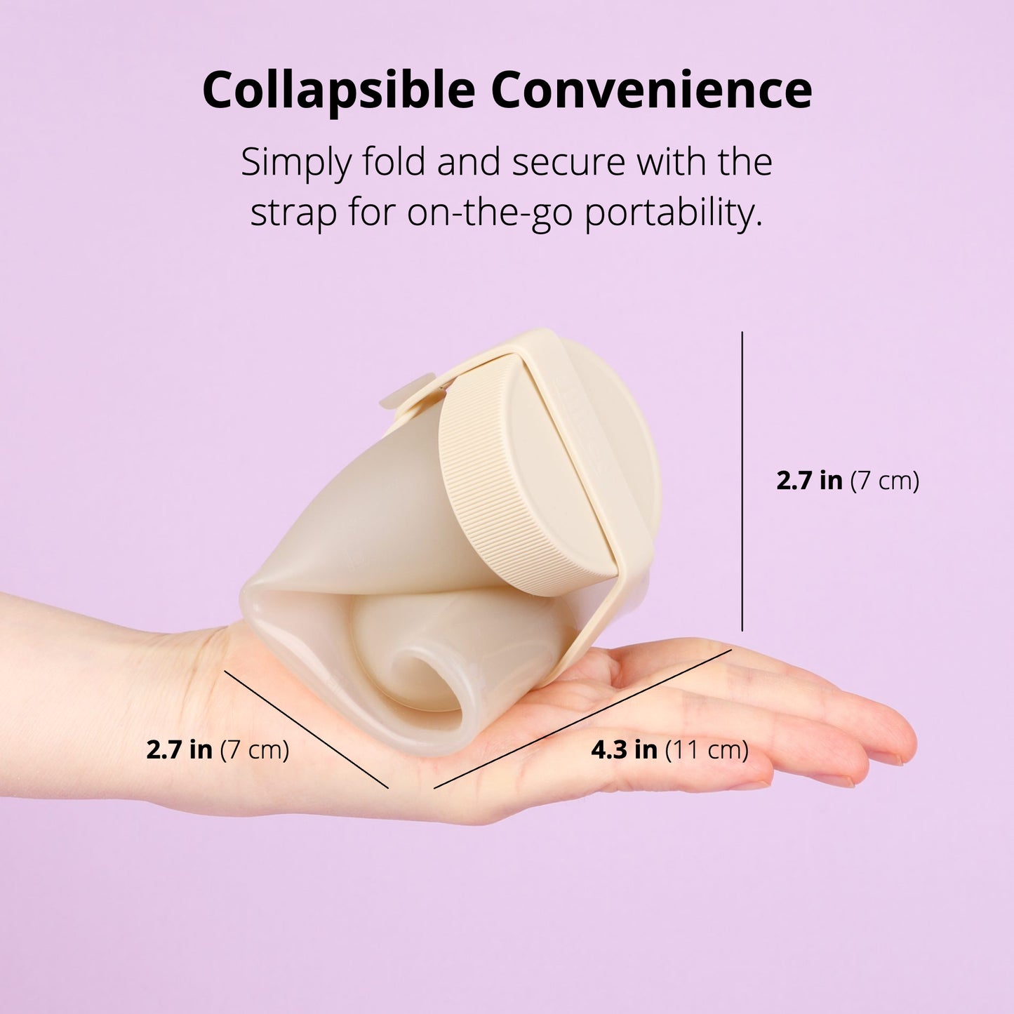 Sand Beige Collapsible Silicone Water Bottle 16.9oz