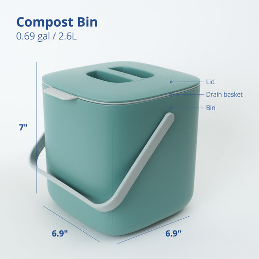 Green Food Waste Bin 2.6L - No Handle