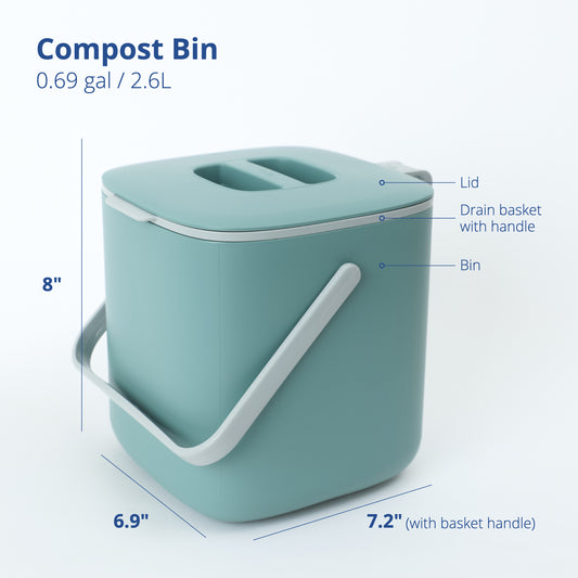 Green Food Waste Bin 2.6L