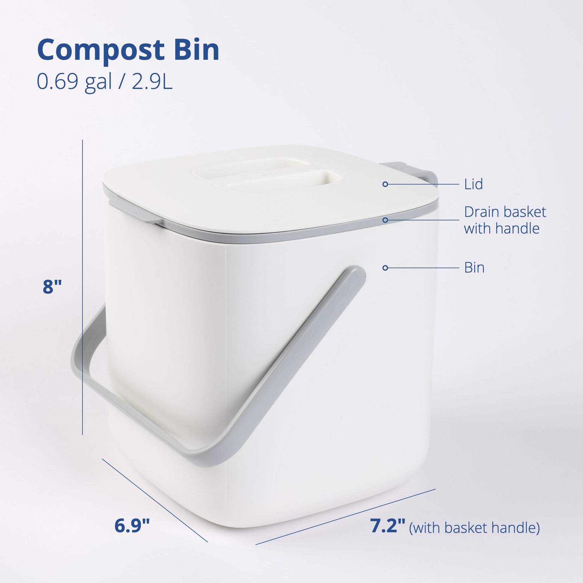 Kitchen Compost Bin  Countertop Food Waste Bin (Made in Korea