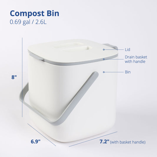 White Food Waste Bin 2.6L