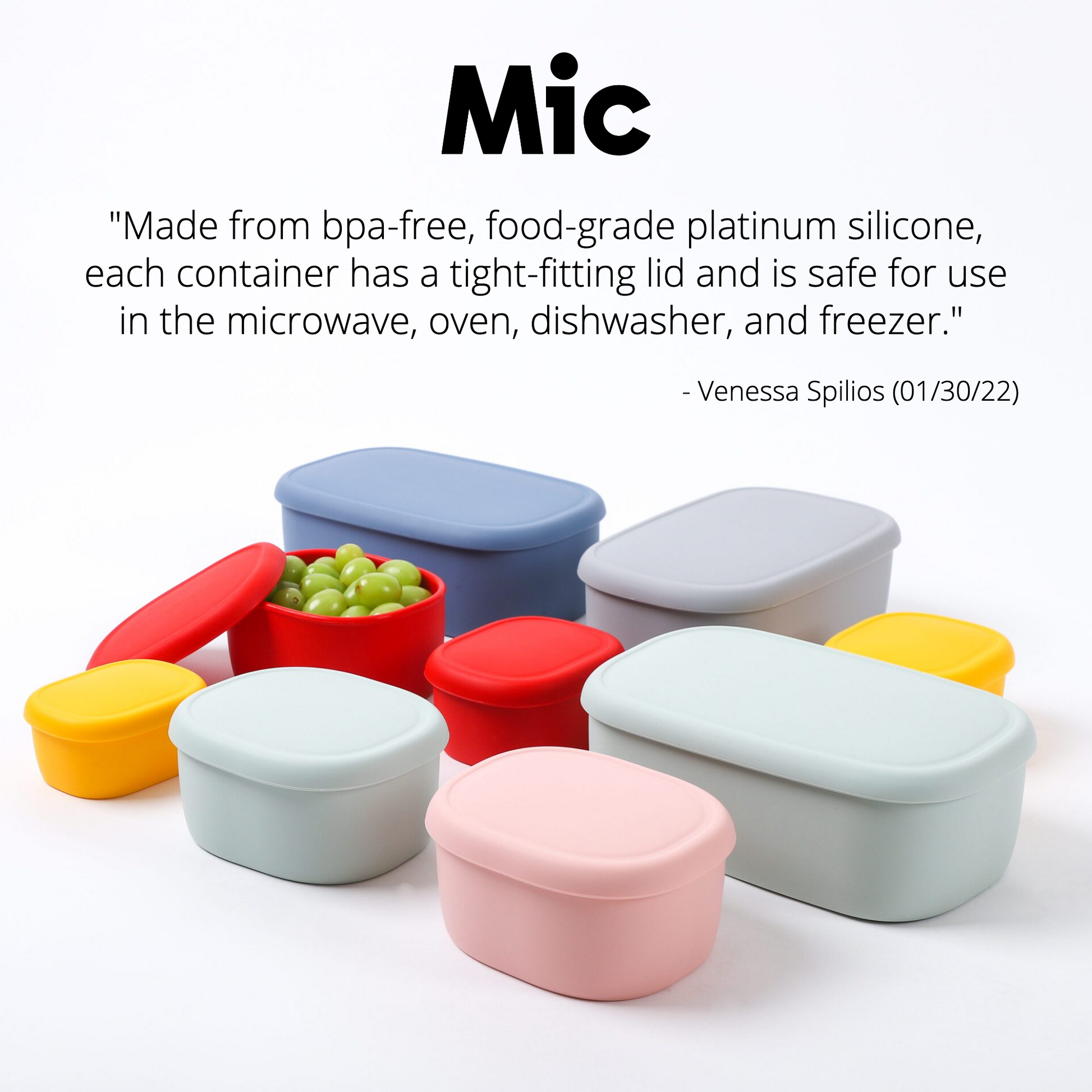 Vremi Silicone Food Storage Containers with BPA Free Airtight